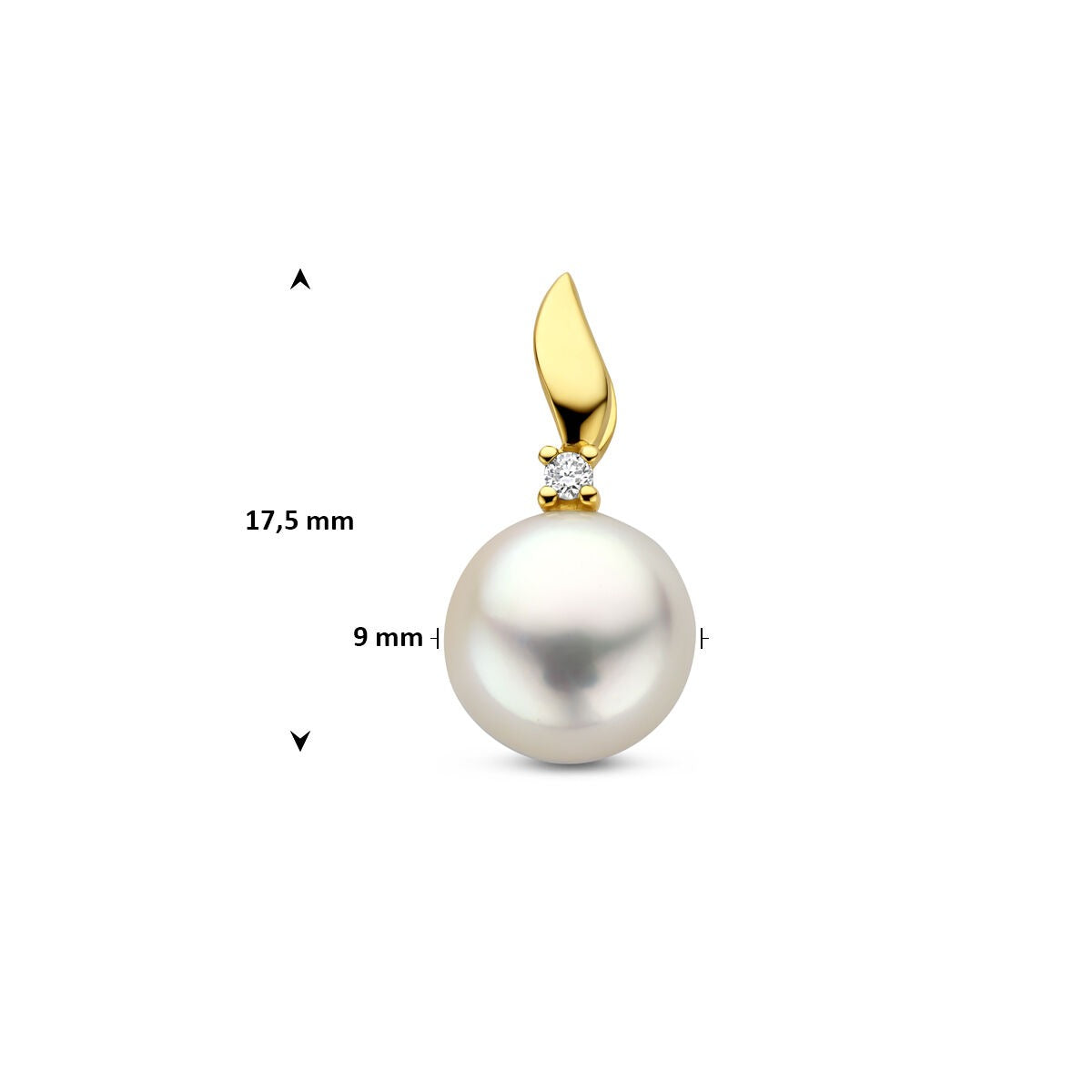 Złoty wisiorek z diamentem i perłą – 14k żółte złoto