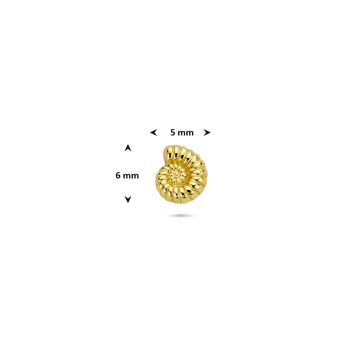 Pozłacany srebrny piercing flat back muszla nautilus – 925 srebro