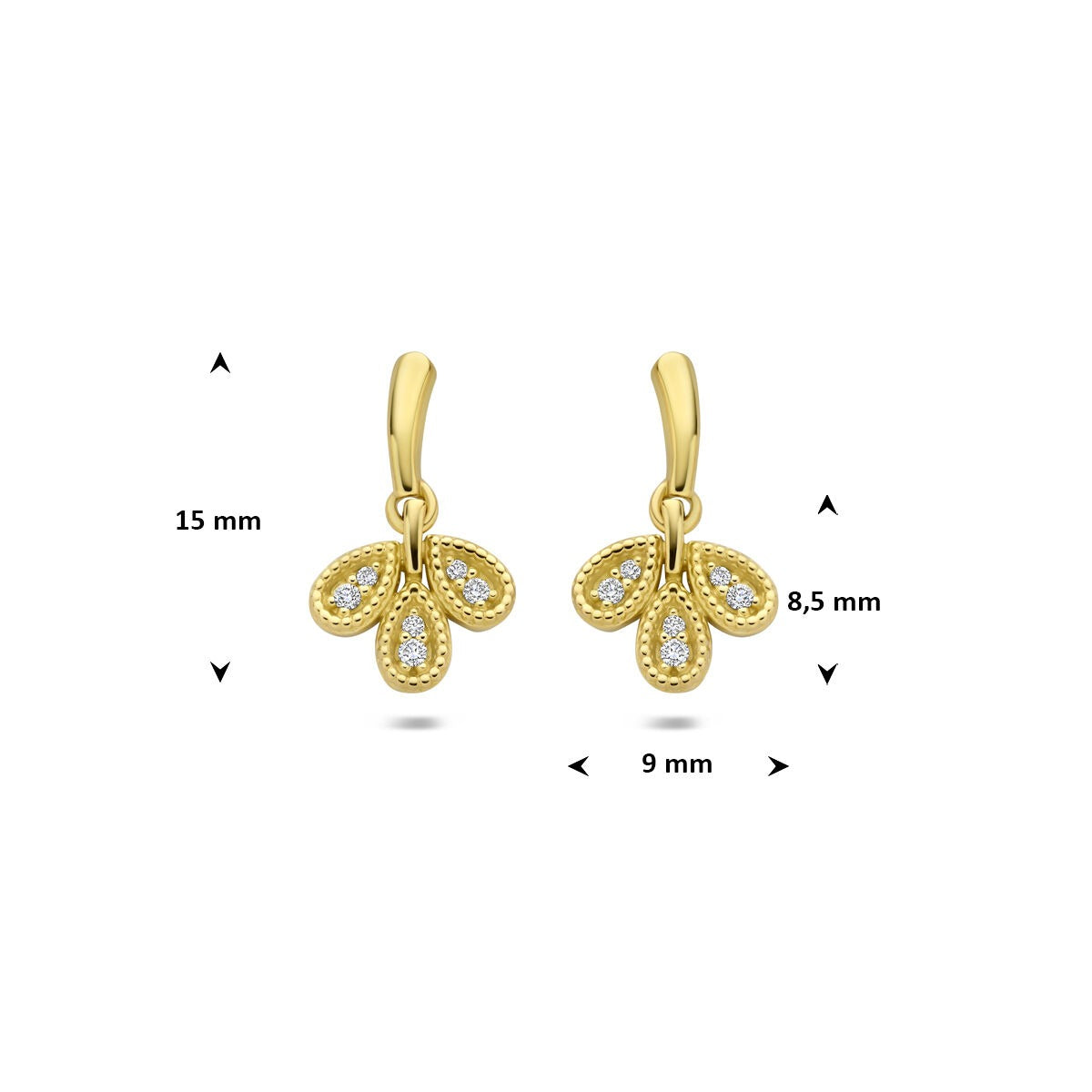 Złote kolczyki z diamentem – 14k żółte złoto
