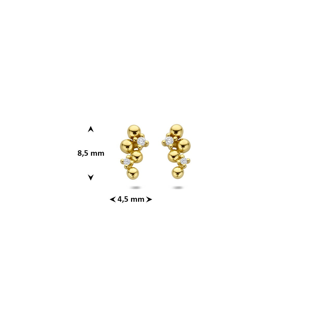 Złote kolczyki wkrętki z diamentem – 14k żółte złoto