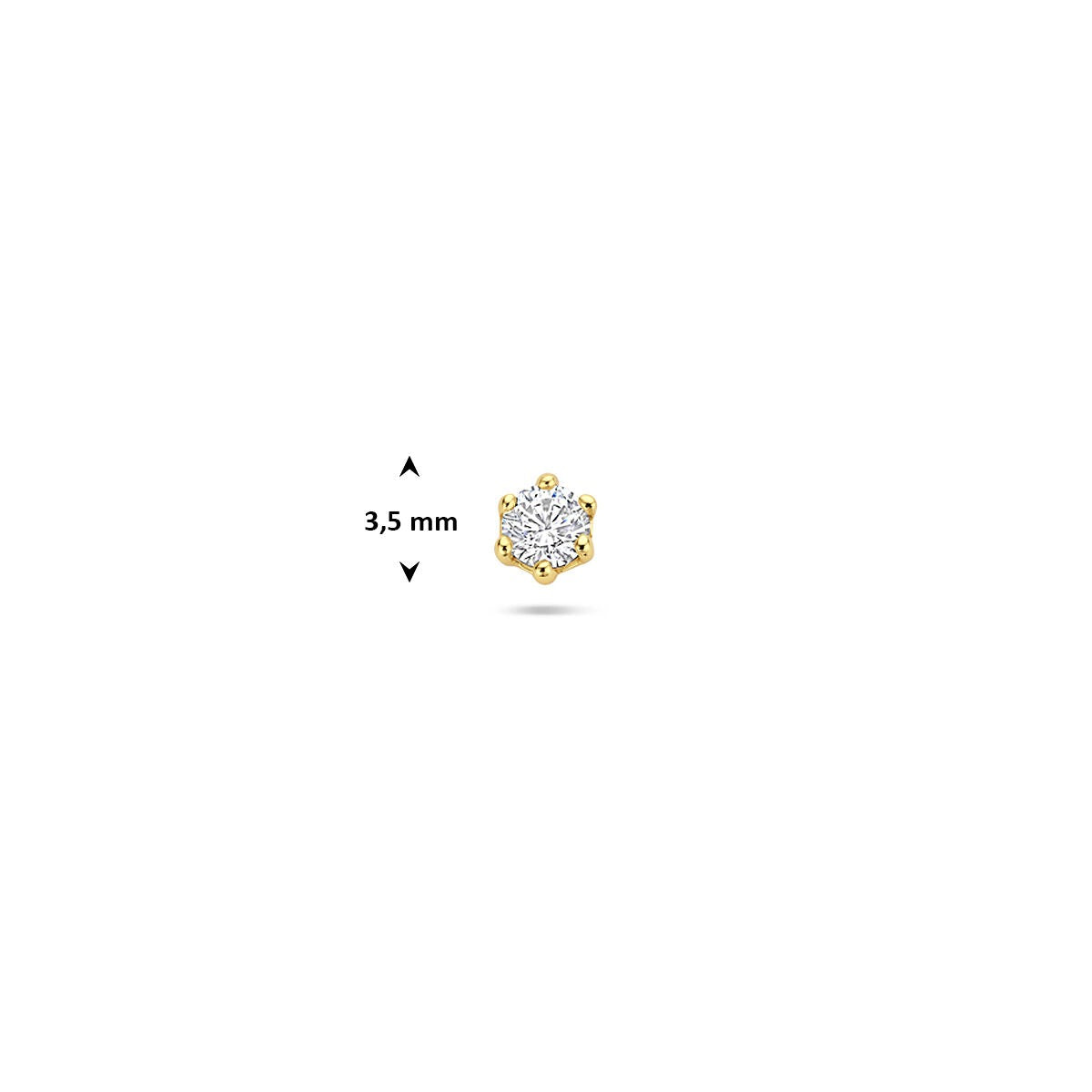 Pozłacany srebrny piercing z płaskim tyłem z cyrkonią 3,5 mm