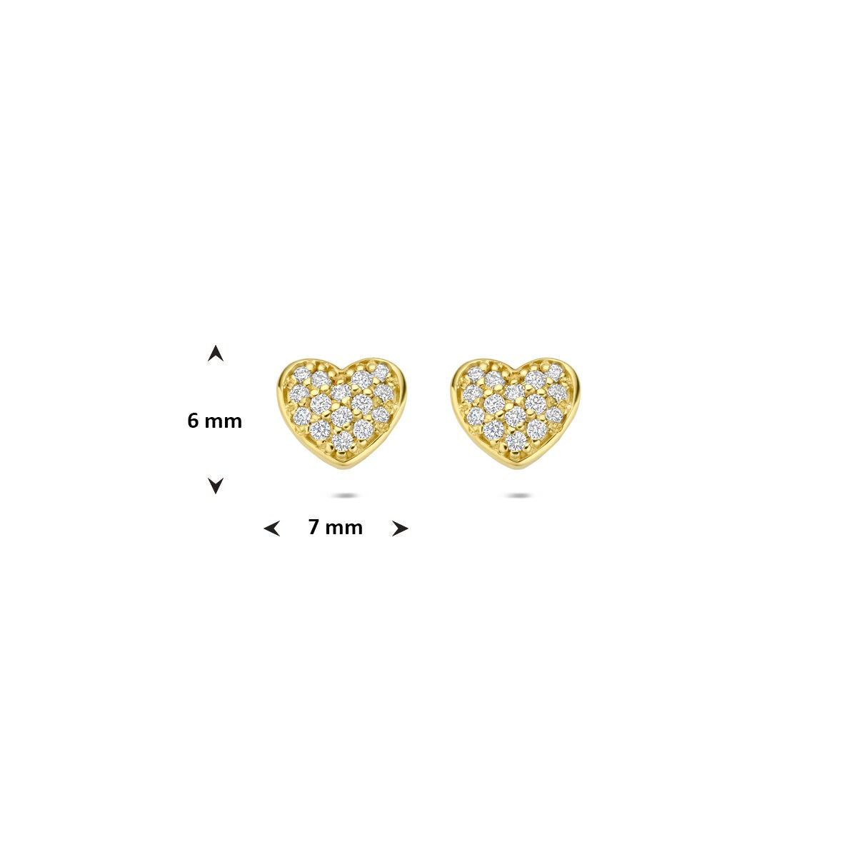 14k żółte złoto kolczyki wkrętki z serduszkiem diament