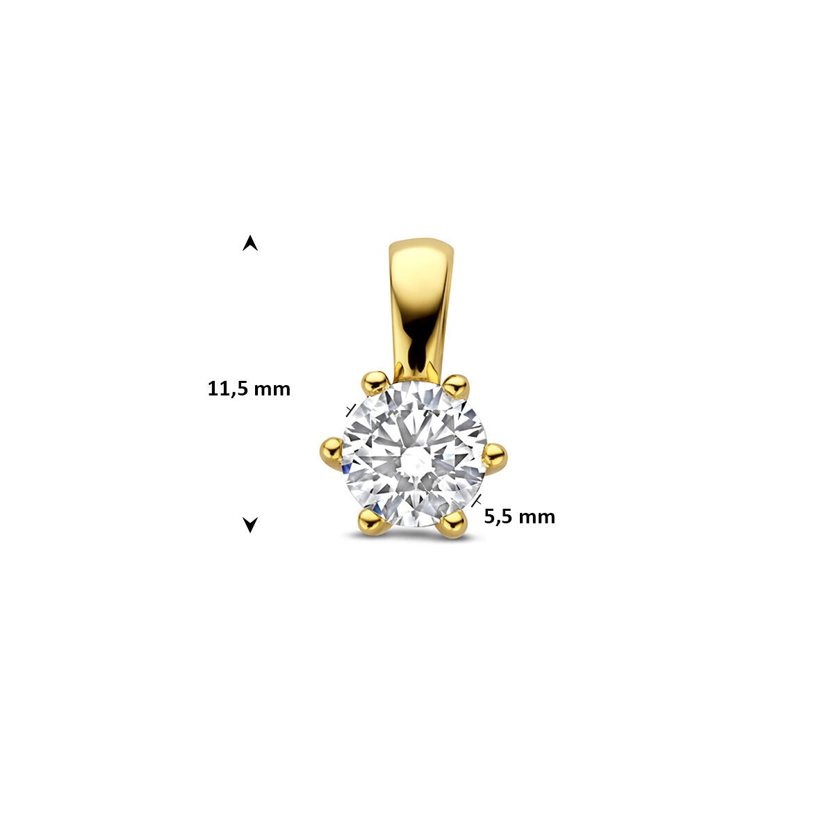 14k żółte złoto wisiorek z diamentem hodowanym w laboratorium
