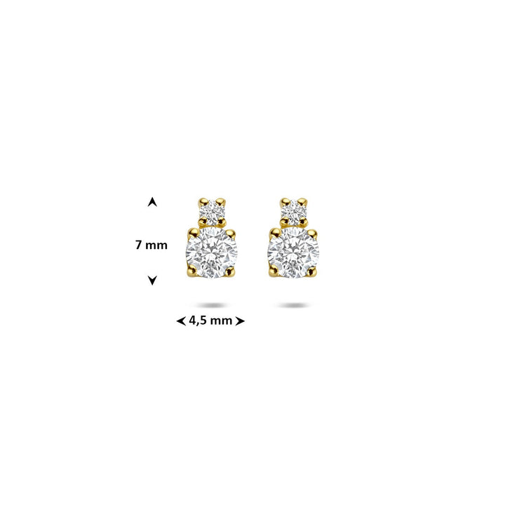 14k Geelgouden oorknoppen met lab grown diamant