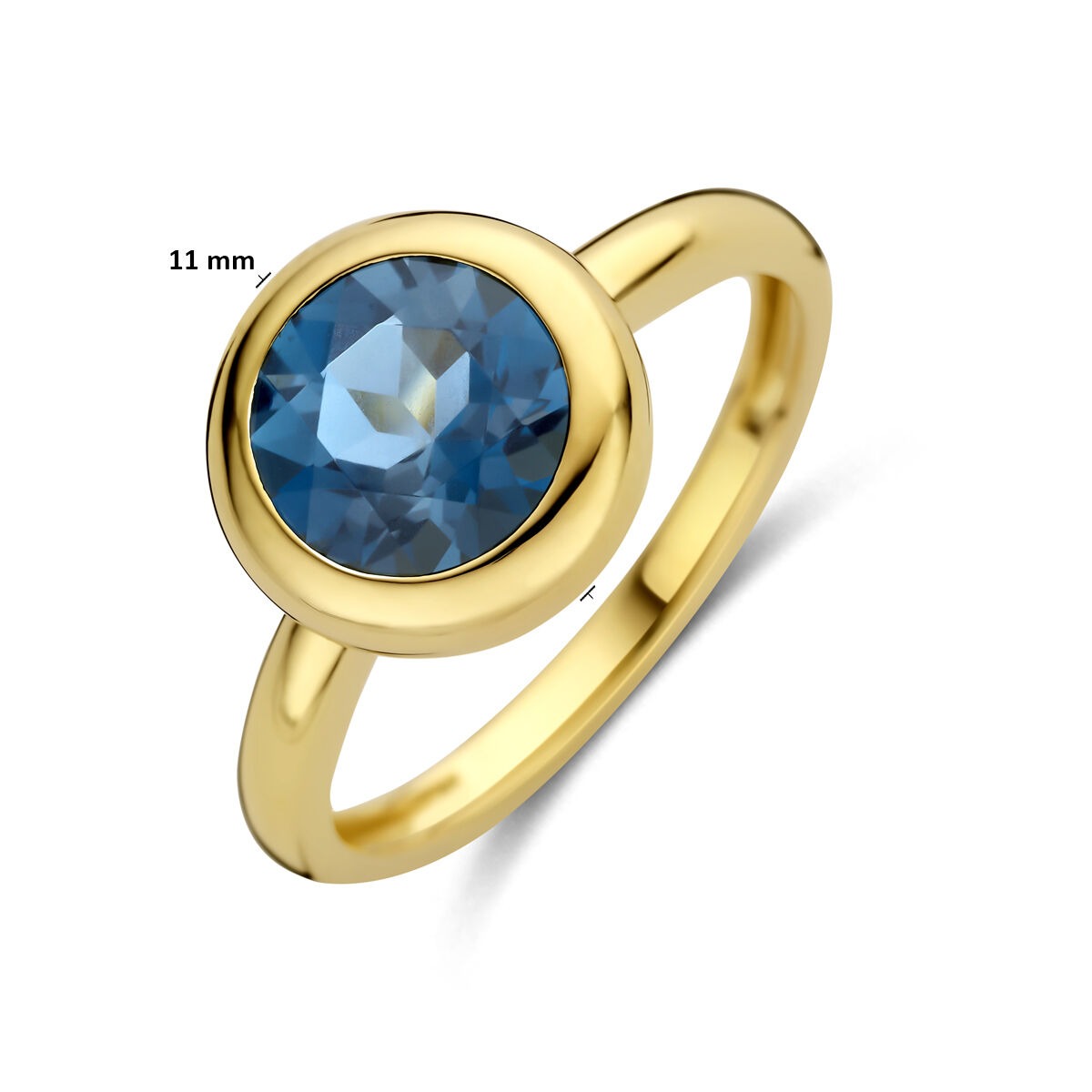 Pierścionek damski ze złota z topazem London Blue – 14k żółte złoto