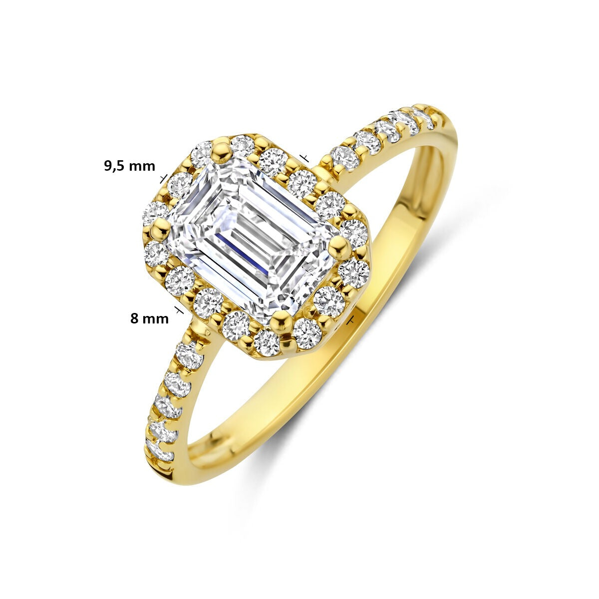 14k Żółte złoto pierścionek z diamentem lab-grown w szlifie emerald – w zestawie z certyfikatem