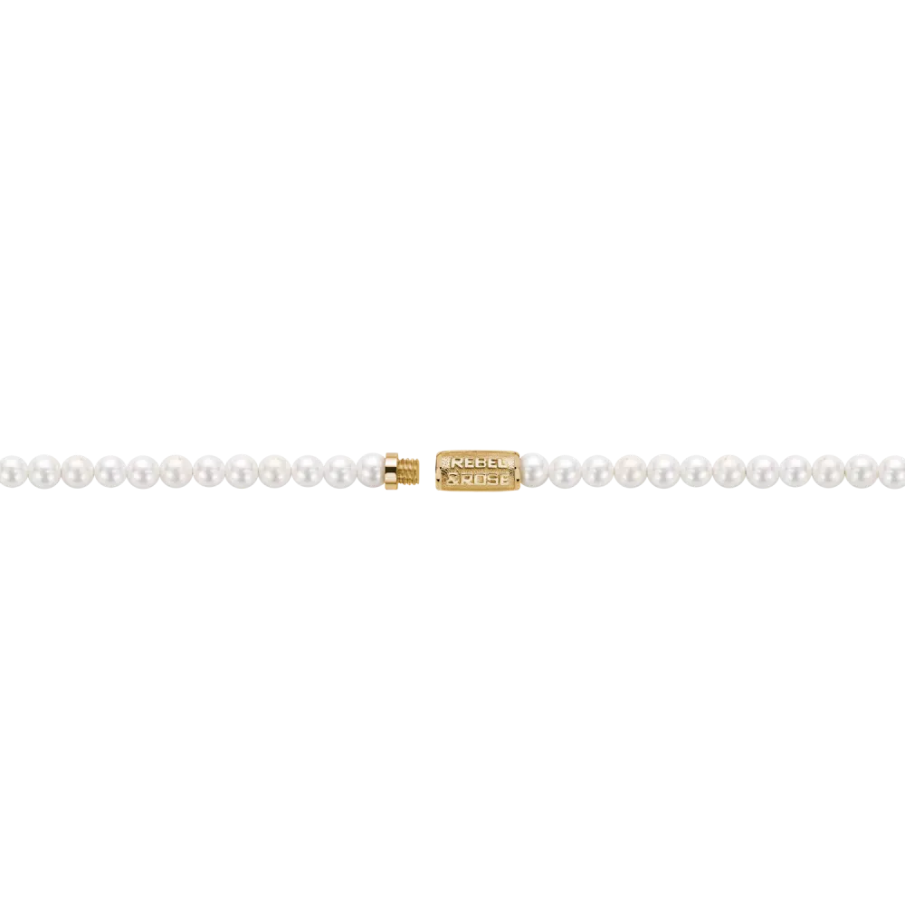 Naszyjnik Perła Kamień Złoto 4mm (38cm)