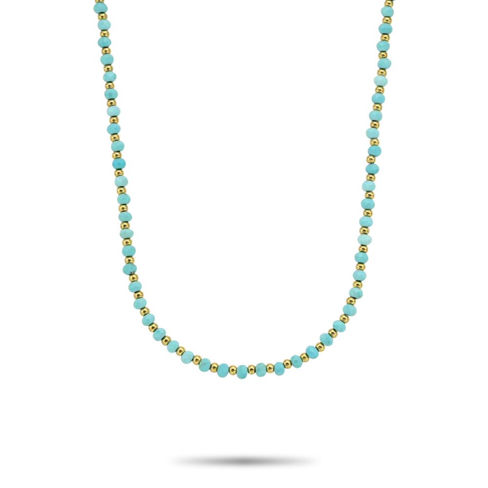 Naszyjnik Mix Turkus Złoto - 4mm (38cm)
