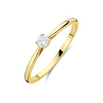 14k Geelgouden damesring met 0.10ct lab grown diamant