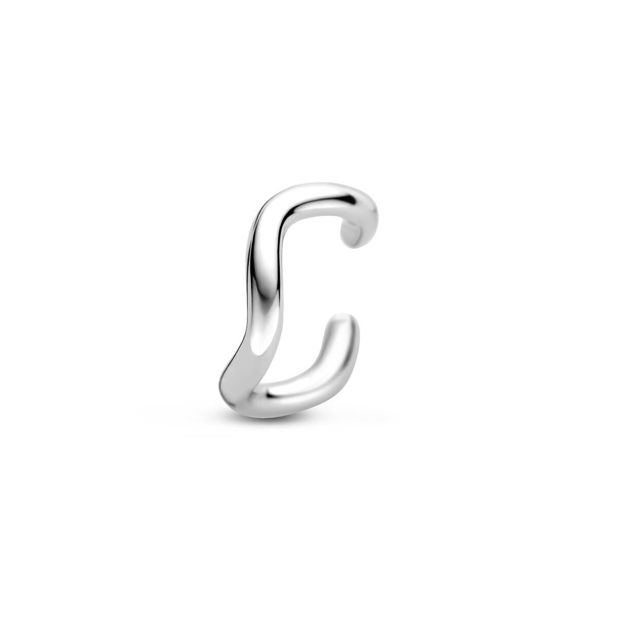 Gerhodinowany srebrny ear cuff z delikatnym, falistym kształtem.