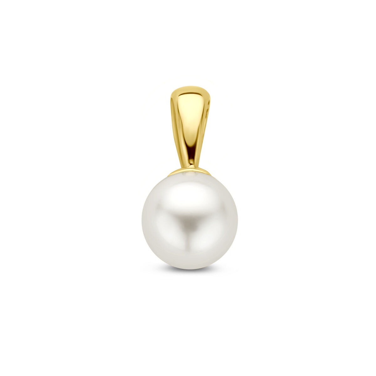 Geelkleurige hanger van 9k goud met een 12 mm zoetwaterparel.