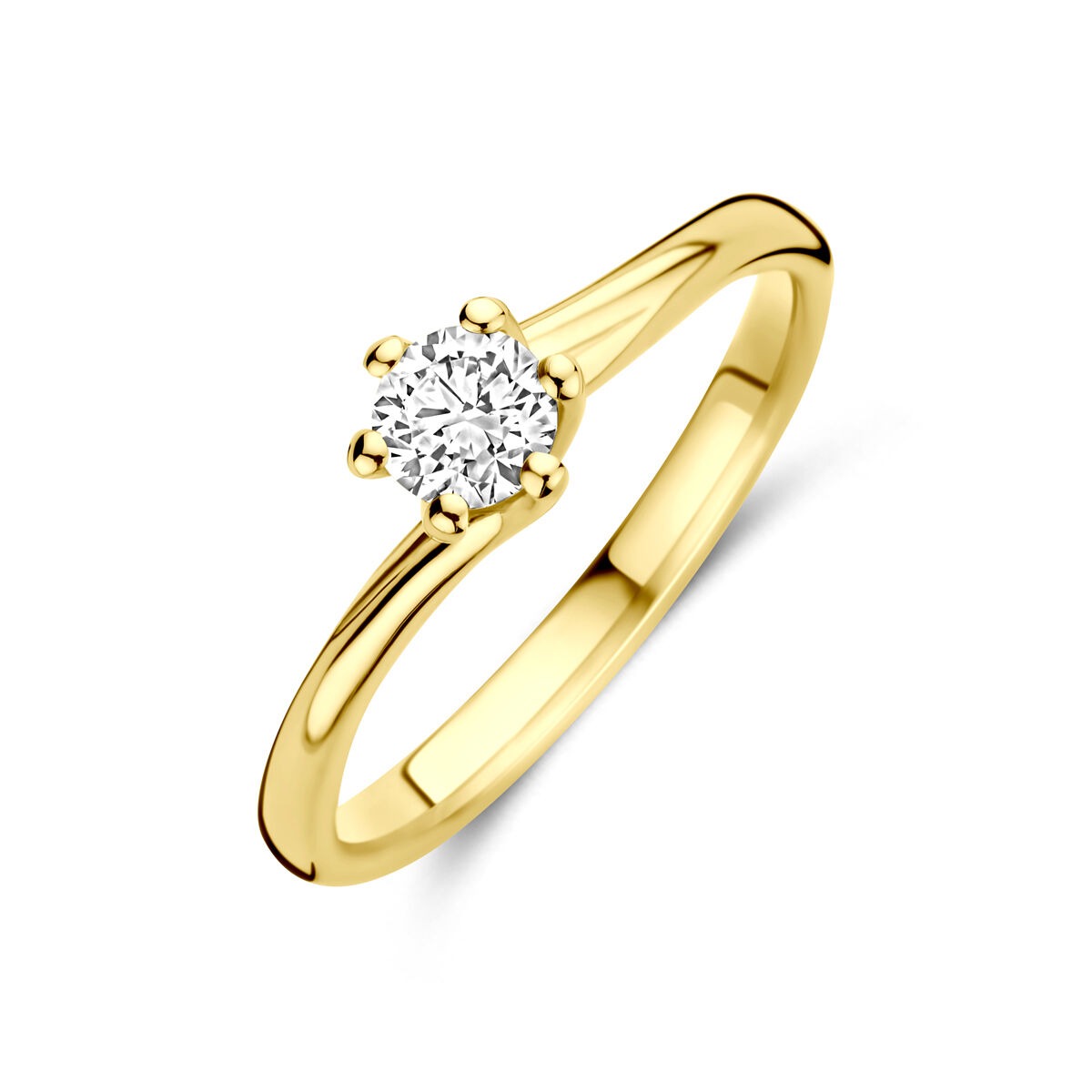 Pierścionek z 14-karatowego żółtego złota z lab-grown diamentem o wadze 0,30 ct.