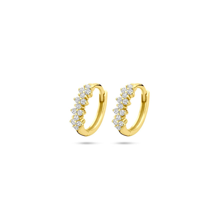 Vergulde zilveren klapoorringen met zirkonia – 11.5 mm diameter
