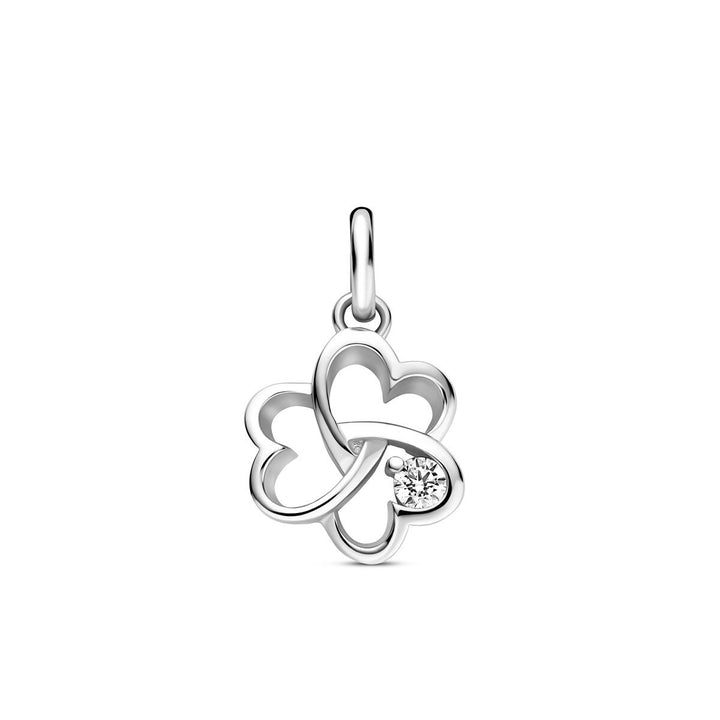 Gerhodineerd 925 zilveren klaver hanger met zirkonia