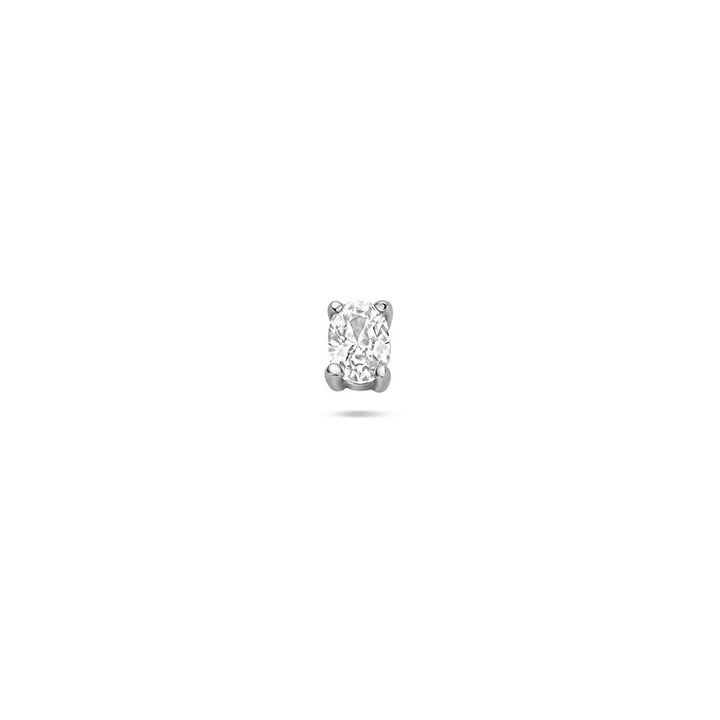 Gerhodineerd zilveren flat back piercing met ovale zirkonia