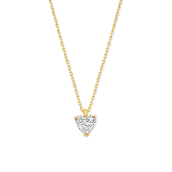 14k Geelgouden ketting met hartvormige lab grown diamant 1.00ct