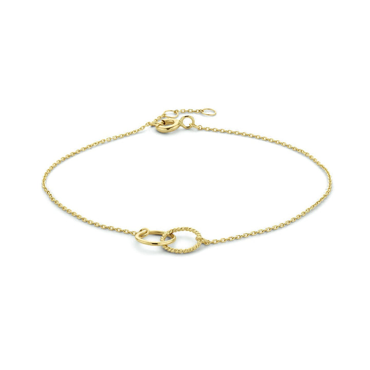 9k Geelgouden dames armband met dubbele cirkels