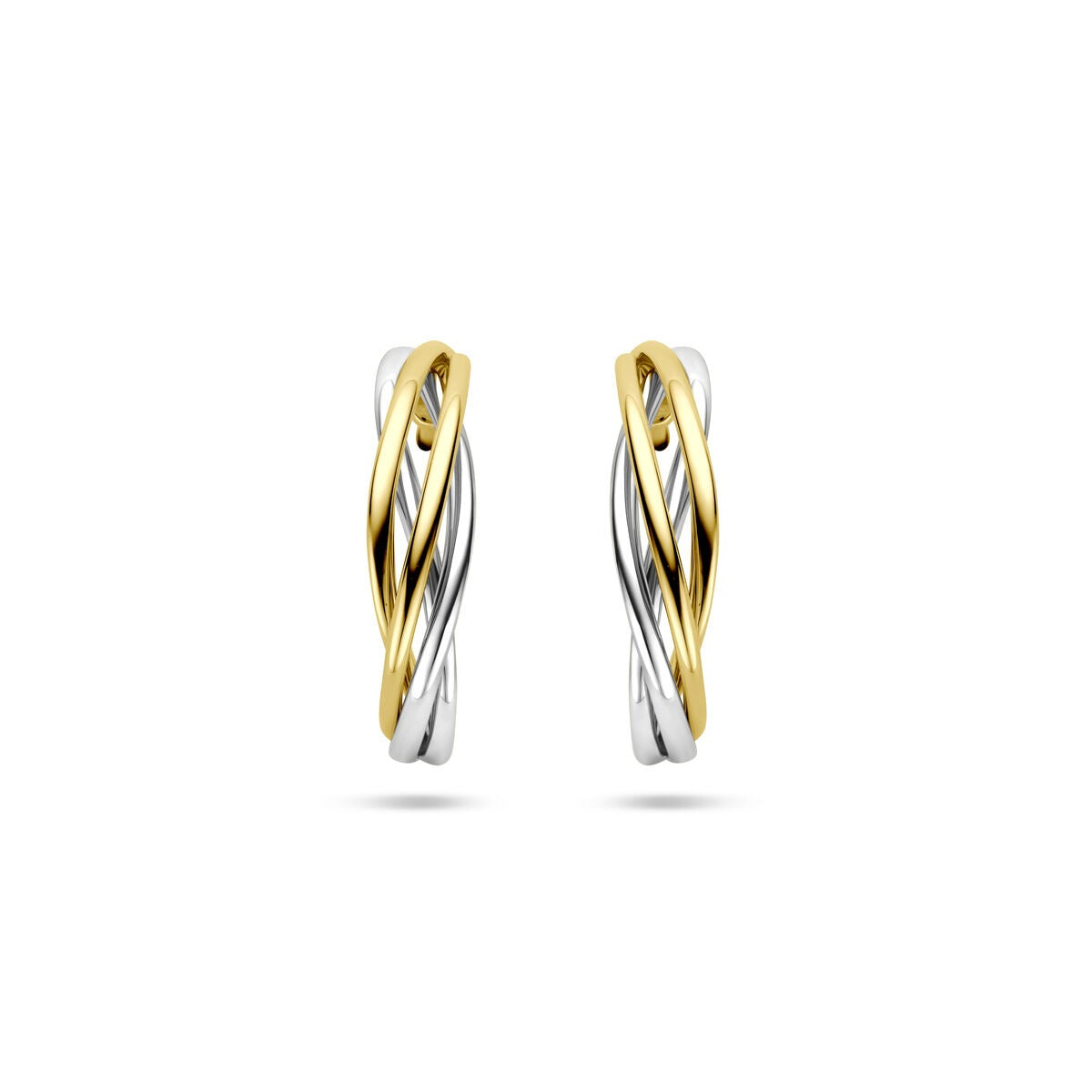 Bicolor kolczyki koła 14k z żółtego i białego złota o długości 17 mm.