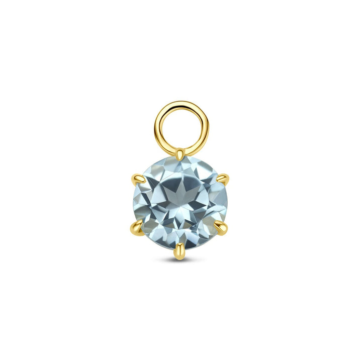 14k geelgouden oorringhanger met blauwe topaas