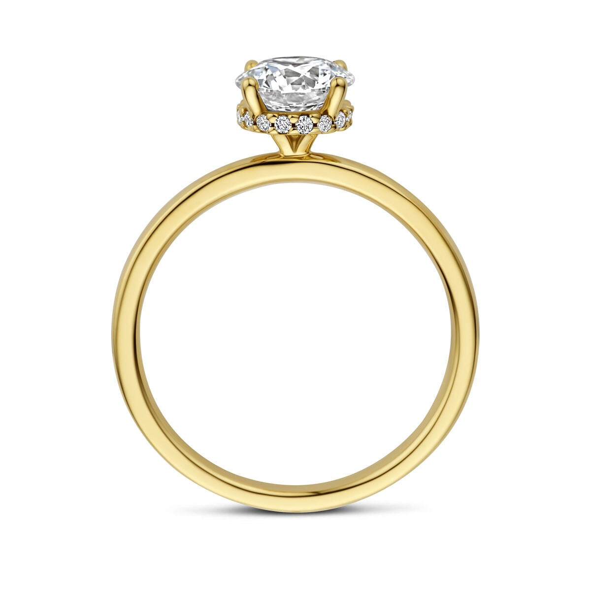14k Żółte złoto pierścionek z diamentem hodowanym w laboratorium 1.07ct