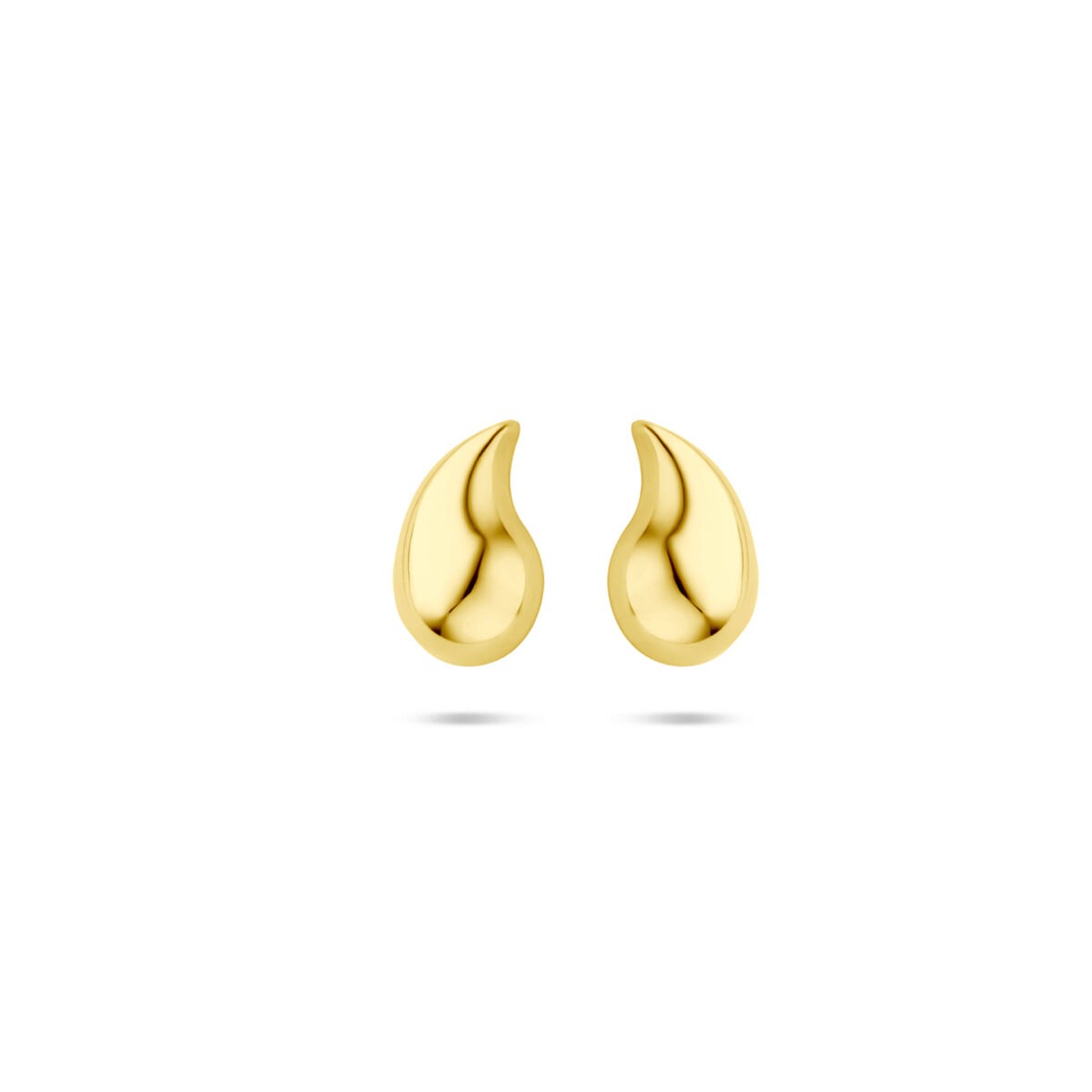 Druppelvormige oorknoppen van 14k goud met een glanzende afwerking, diameter van 8,5 mm.