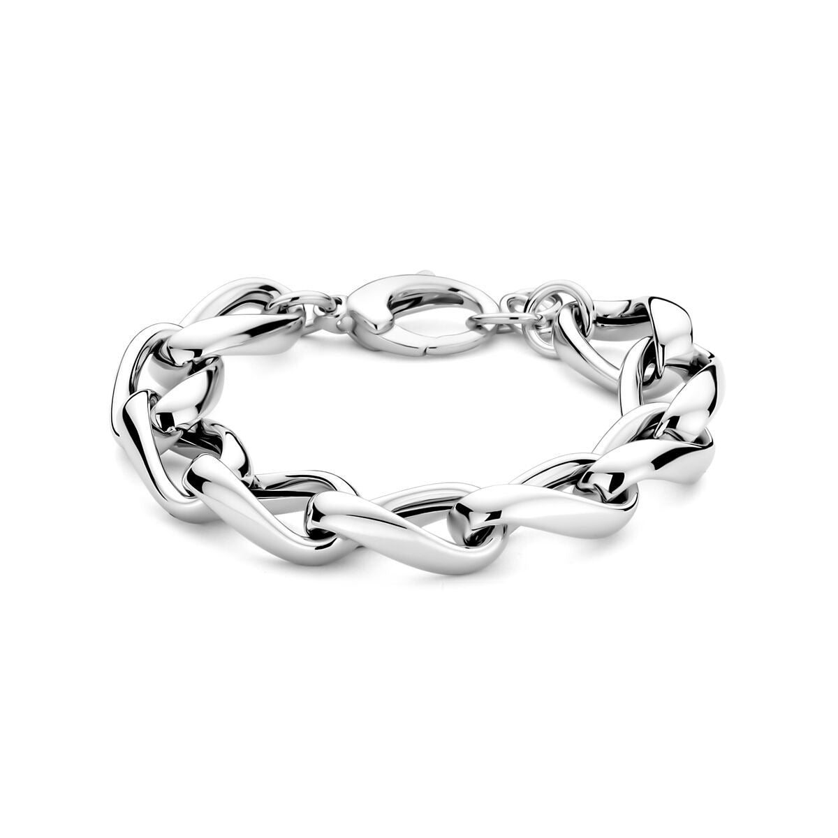 Srebrna bransoletka gerhodinowana z okrągłymi ogniwami o średnicy 12 mm, długość 18 + 2,5 cm.