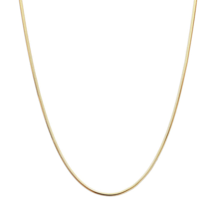 Slangencollier van 14k geelgoud met een gladde, flexibele afwerking.