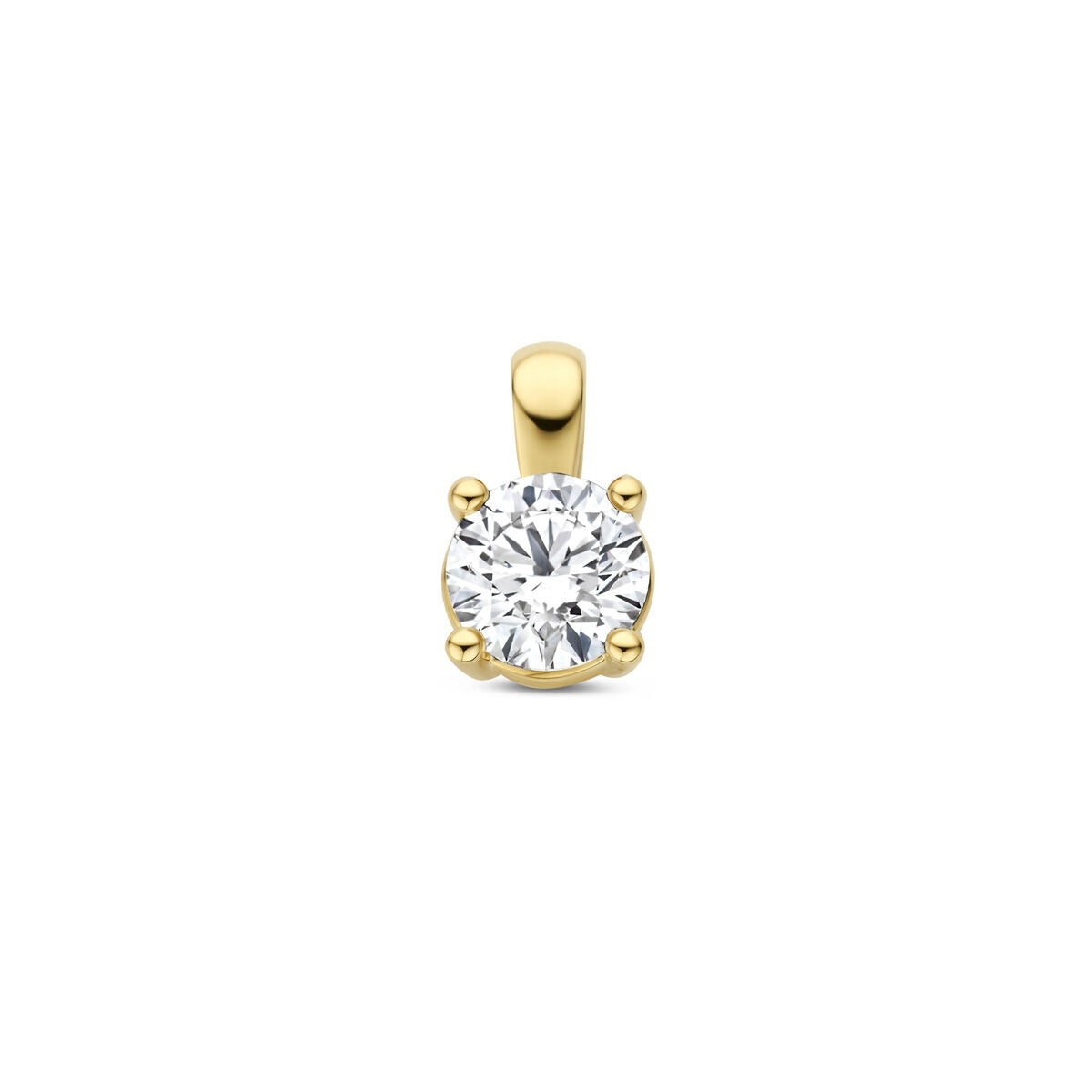Gouden hanger van 14k geelgoud met een briljant geslepen lab grown diamant.