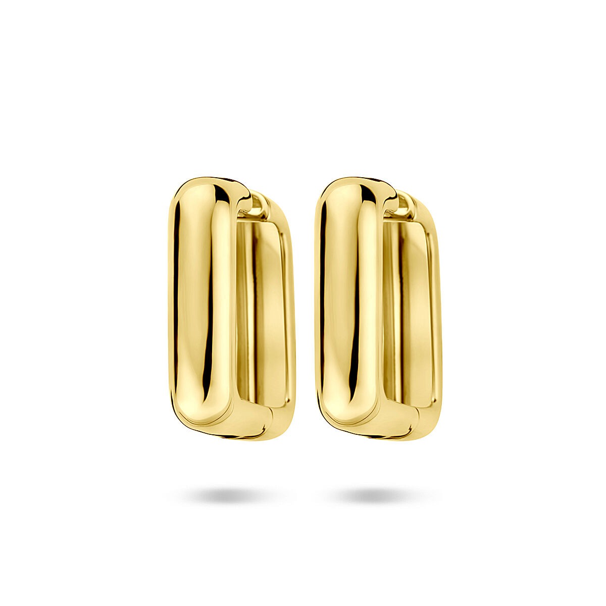 Vergulde zilveren klapoorringen met een gladde, glanzende afwerking in een rechthoekige vorm van 25 x 7 mm.