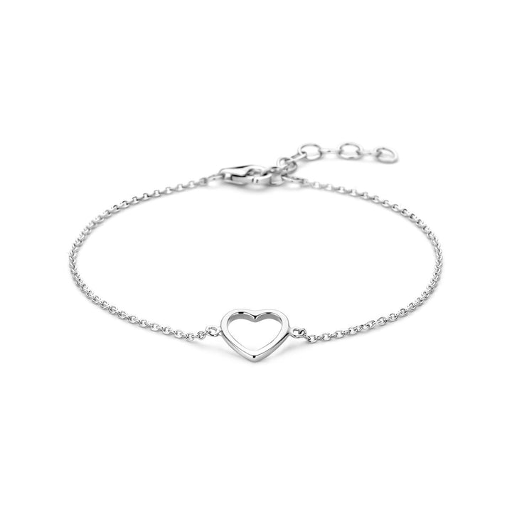 Gerhodineerd zilveren armband met open hart