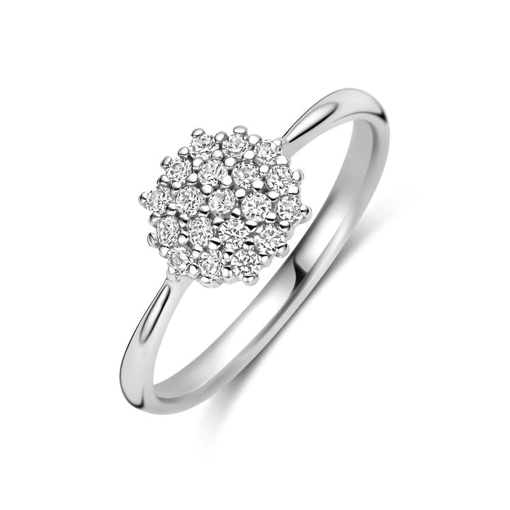 Gerhodineerd 925 zilveren ring met zirkonia
