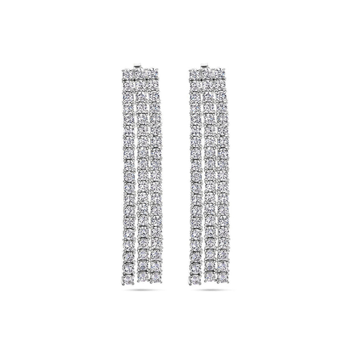 Zilveren dames oorhangers met zirkonia – gerhodineerd 60 mm