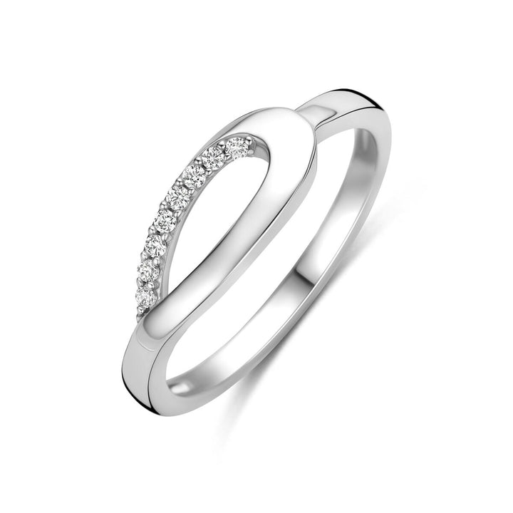 Gerhodineerd 925 zilveren ring met zirkonia