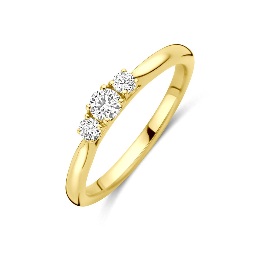 14k Geelgouden ring met 0.26ct lab grown diamant