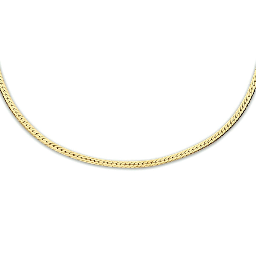 Goudkleurige slangcollier op zilver