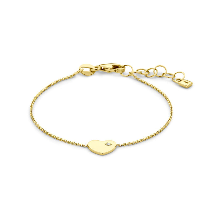 9k Geelgouden kinderarmband met hartje en zirkonia