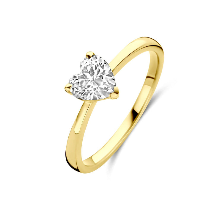 14k gouden ring met hartvormige zirkonia – 6 mm