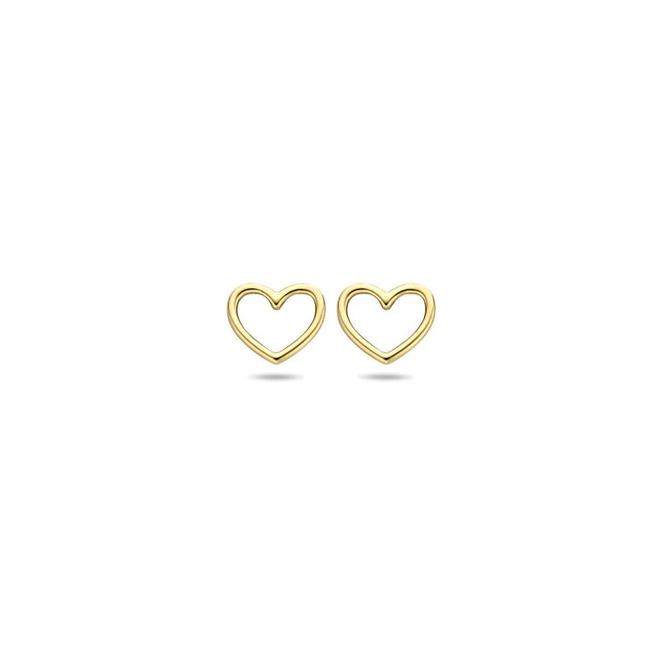 Gouden hartjes oorknoppen – 9k geelgoud, 5x5.5 mm