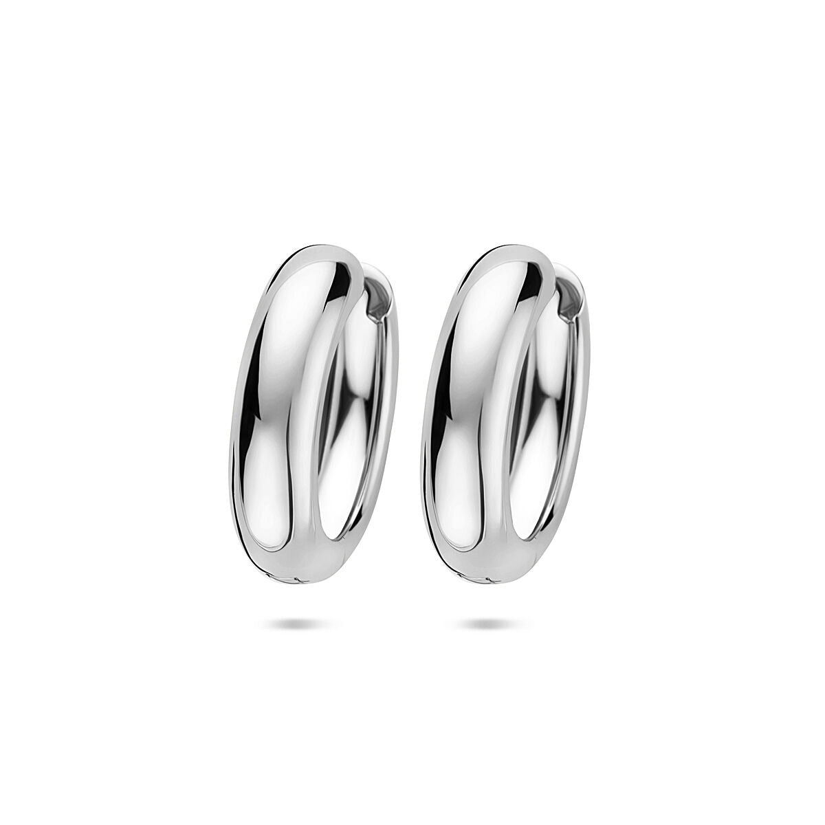 Gerhodineerde zilveren klapoorringen met een glanzende afwerking, 25x7 mm.