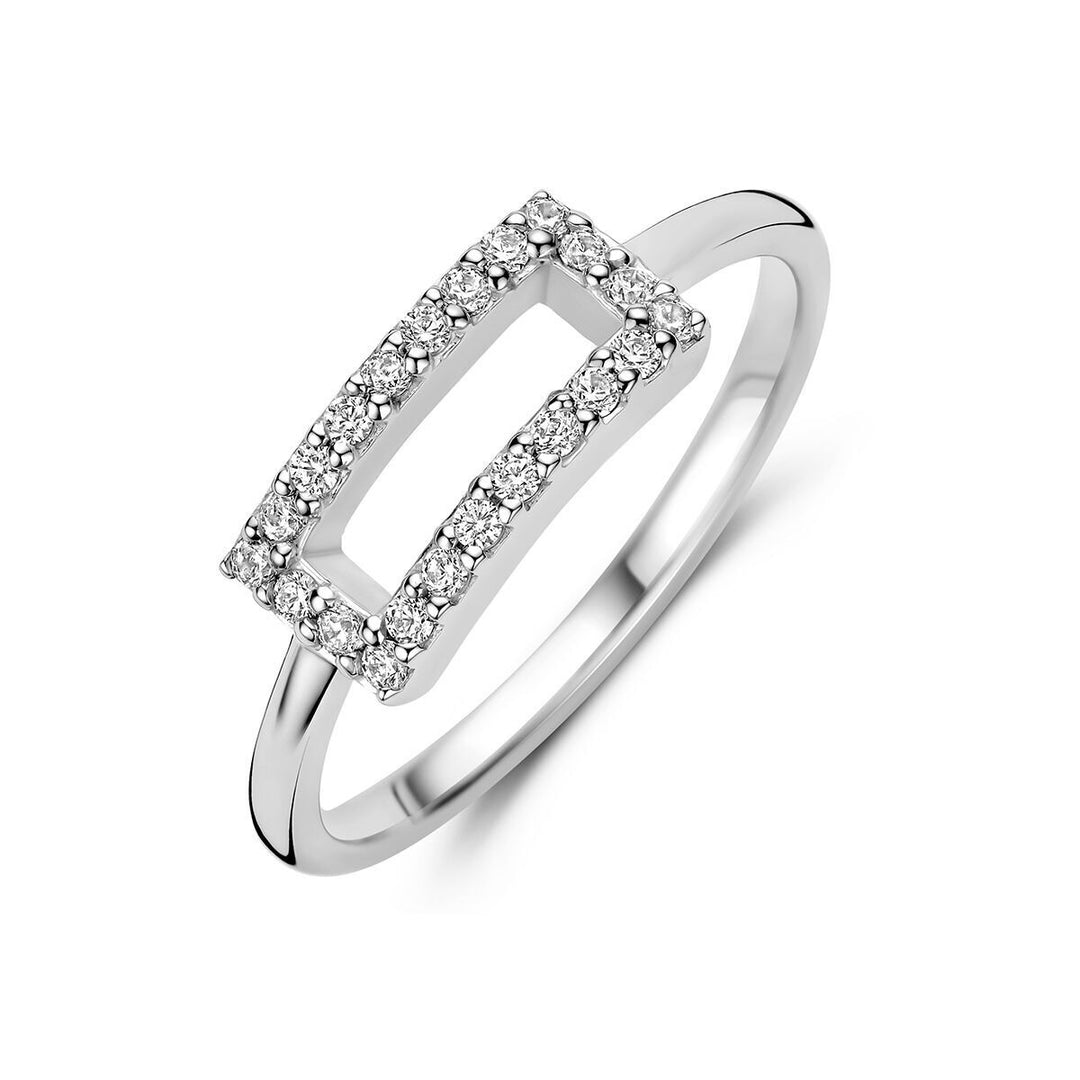 Gerhodineerde 925 zilveren ring met zirkonia