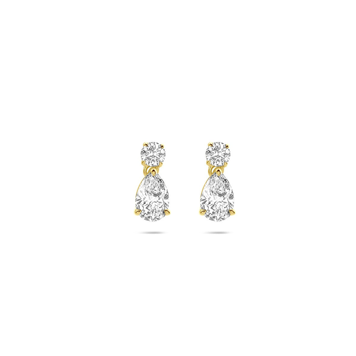 Złote kolczyki z lab-grown diamentem w kształcie gruszki o wadze 1,25 ct.