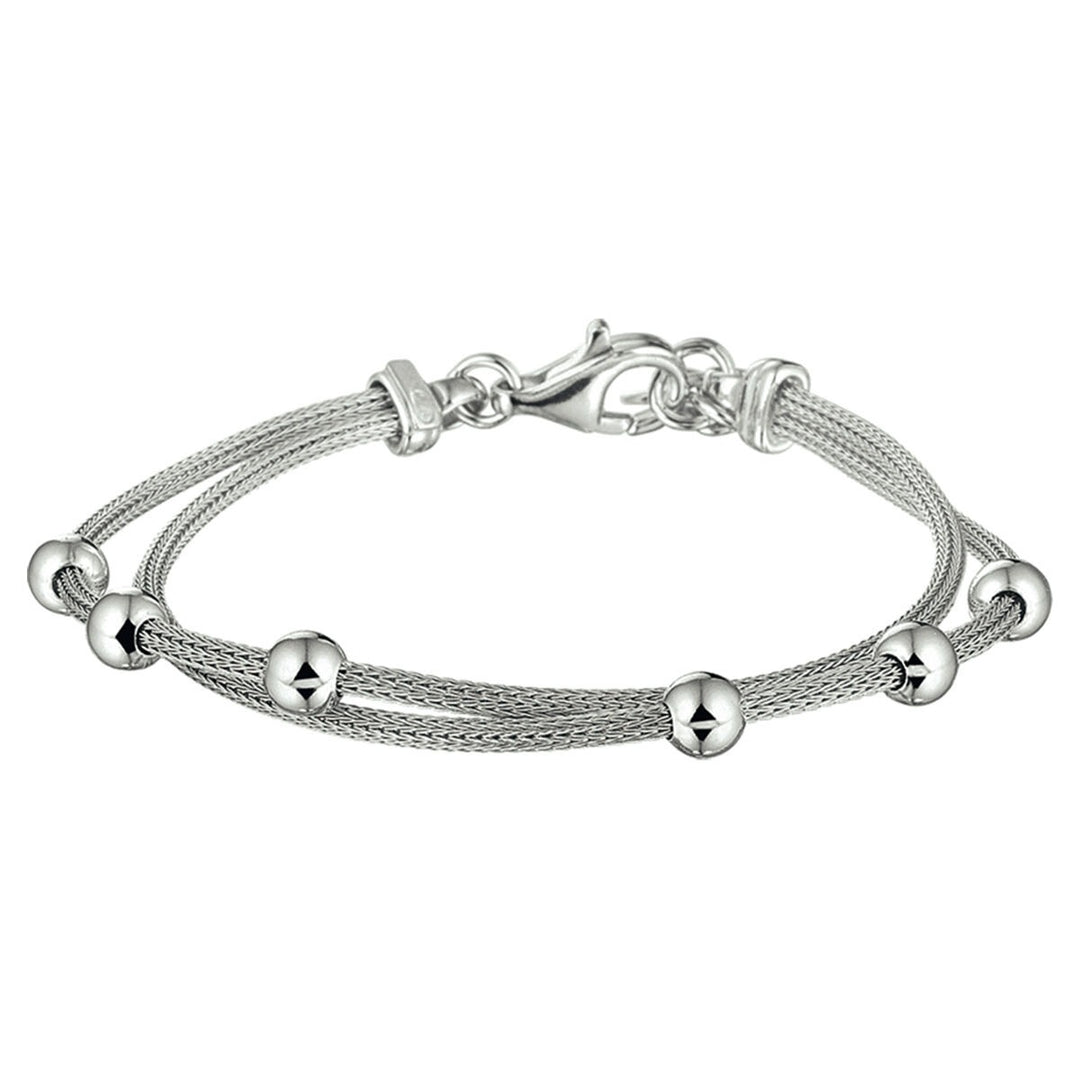 Zilveren armband met bolletjes – gerhodineerd 925 zilver (set)
