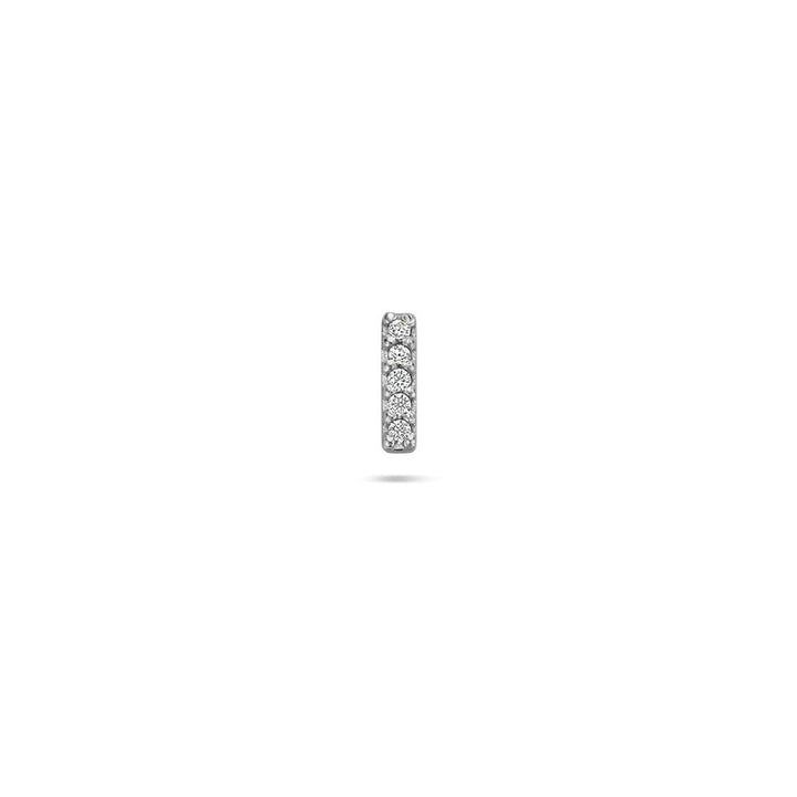 Gerhodineerd zilveren flat back piercing met zirkonia in balkvorm