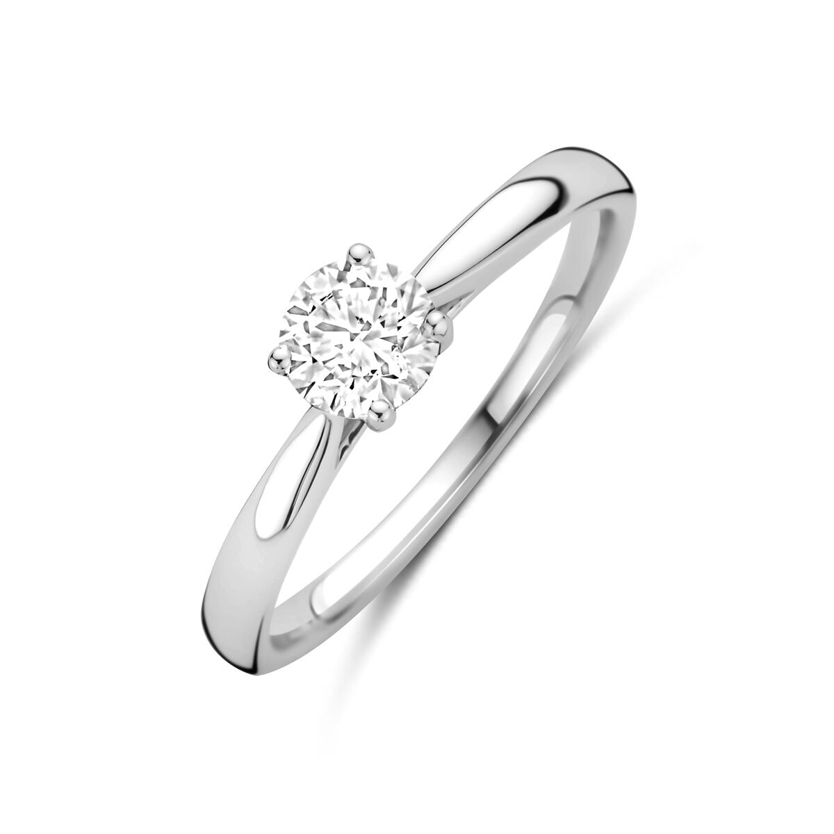 Pierścionek damski z białego złota 14k z diamentem lab-grown o wadze 0,50 ct.