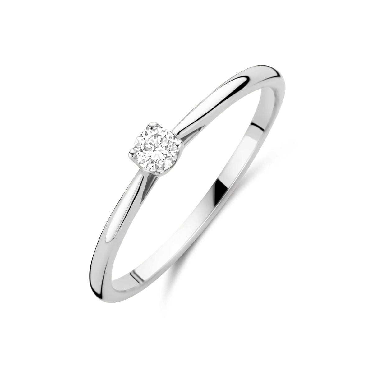 Pierścionek damski z białego złota 14k z lab-grown diamentem o masie 0,10 ct.