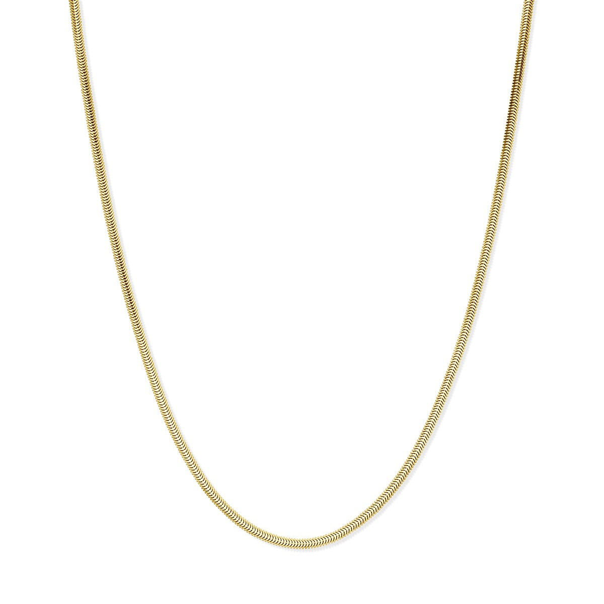 Verguld 925 zilveren slangencollier met een gladde, flexibele afwerking in een gouden kleur.