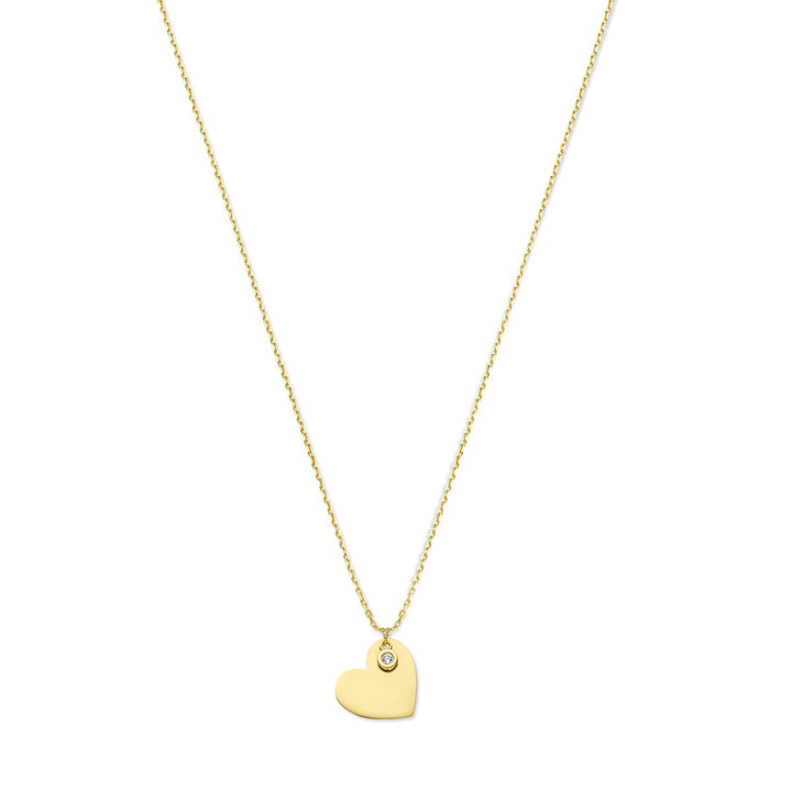 14k geelgouden collier met hart en zirkonia