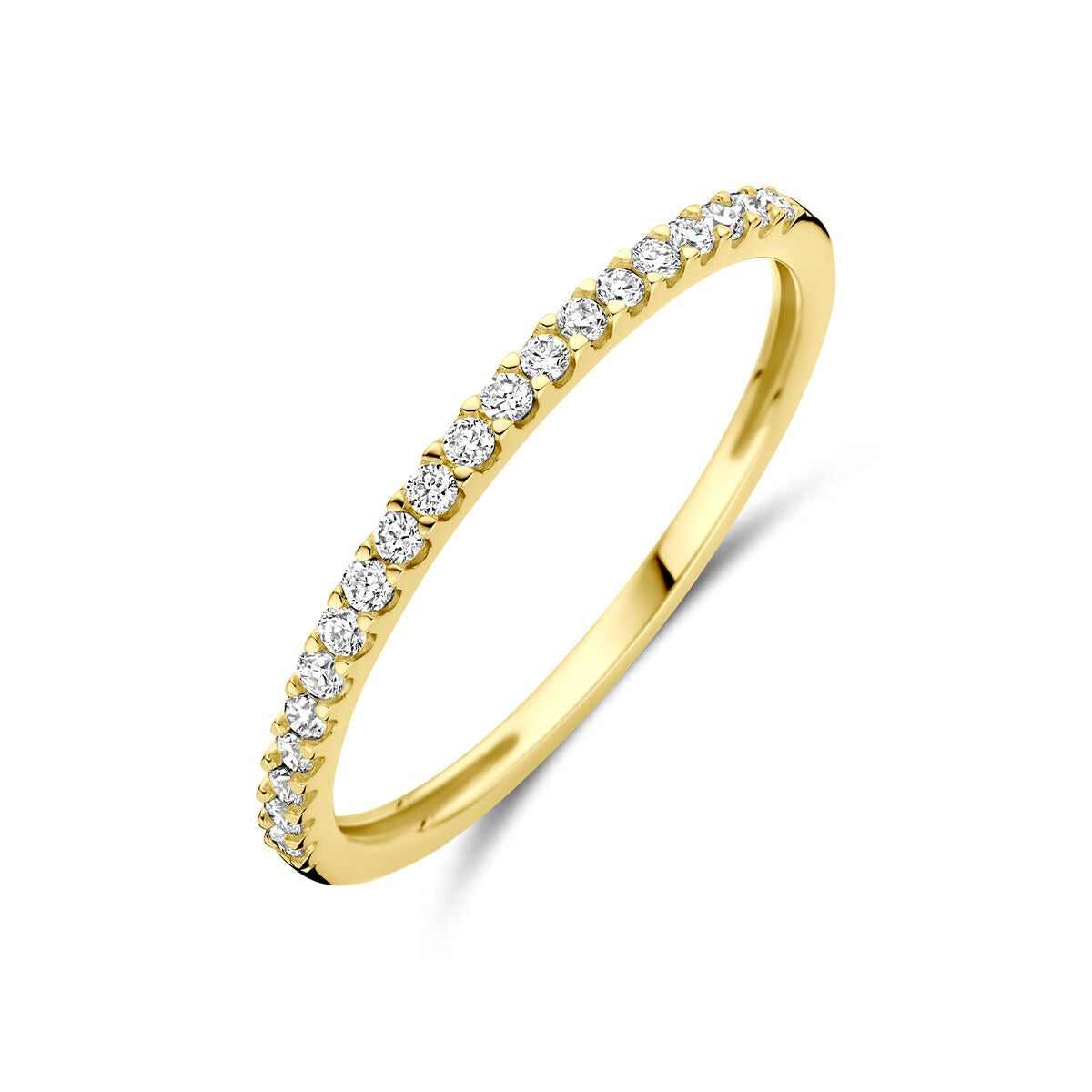 Pierścionek z 14k żółtego złota z 0,15 ct diamentów stworzonych w laboratorium.