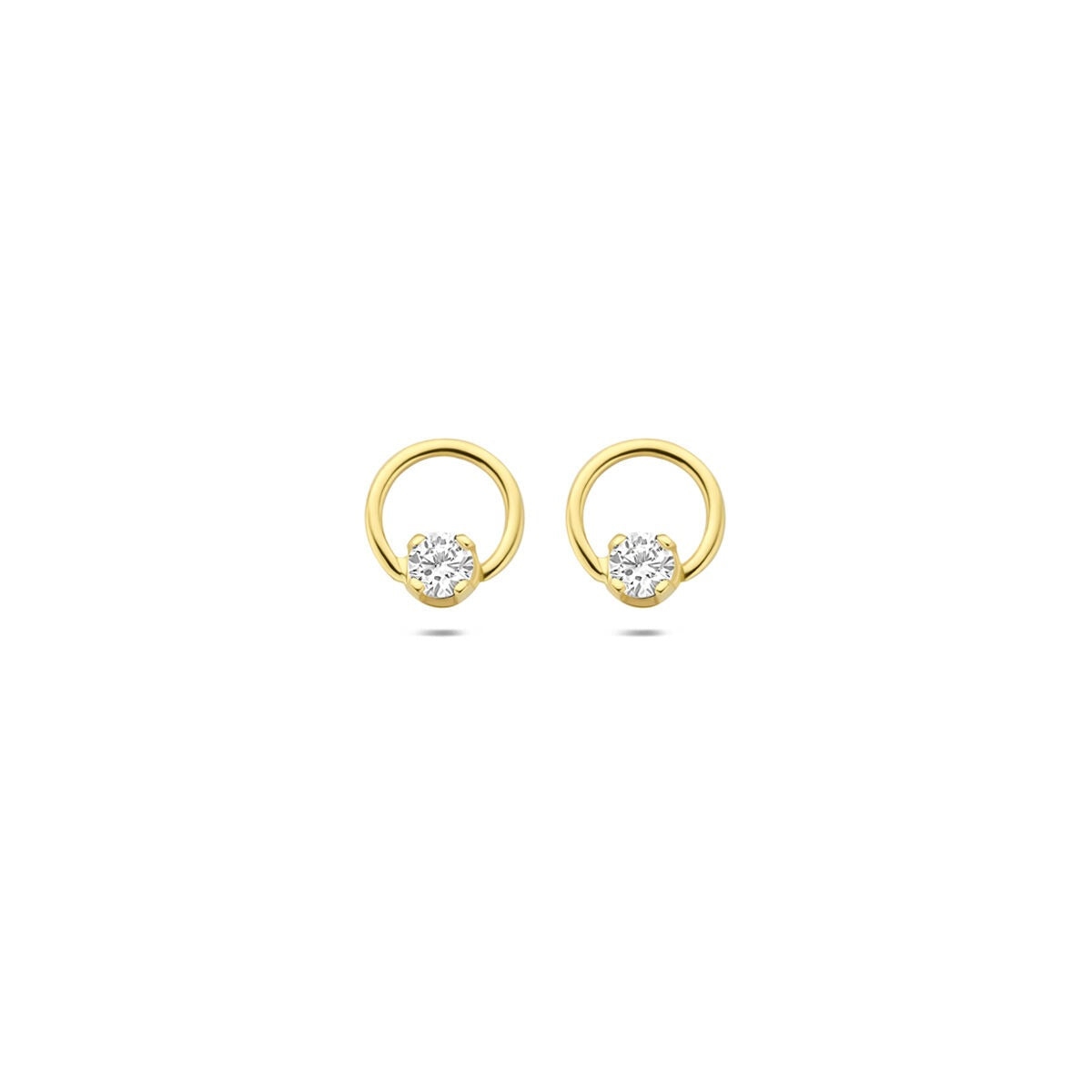 Złote kolczyki koła z lab-grown diamentem 0,13 ct.