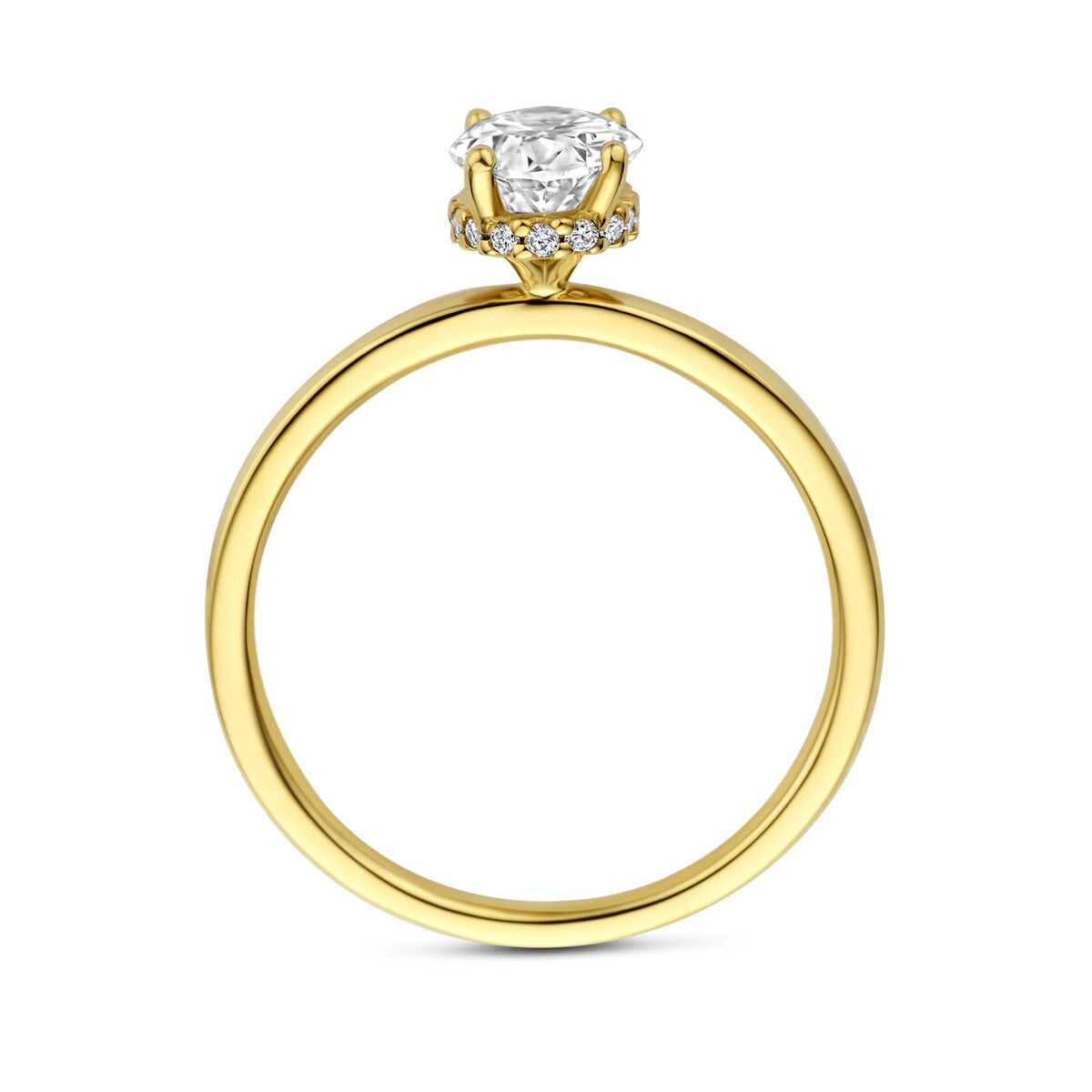 14k żółte złoto pierścionek z lab grown diamentem owalnym